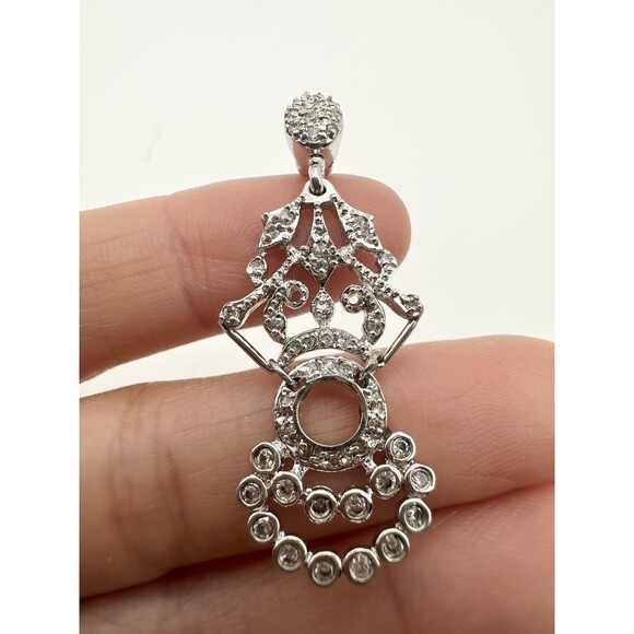 Unbranded Jewelry - Platinum Over Sterling Silver Pave Chandelier Pendant